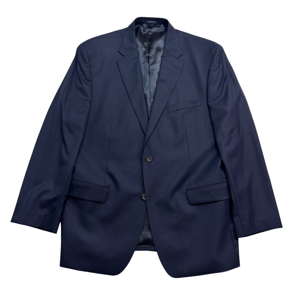 Ralph Lauren 46R Navy Blue Blazer Jacket Sport Suit Coat Classic 100% Wool Mens